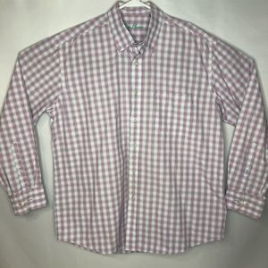 Alan Flusser Pink White Plaid Men’s Dress Shirt